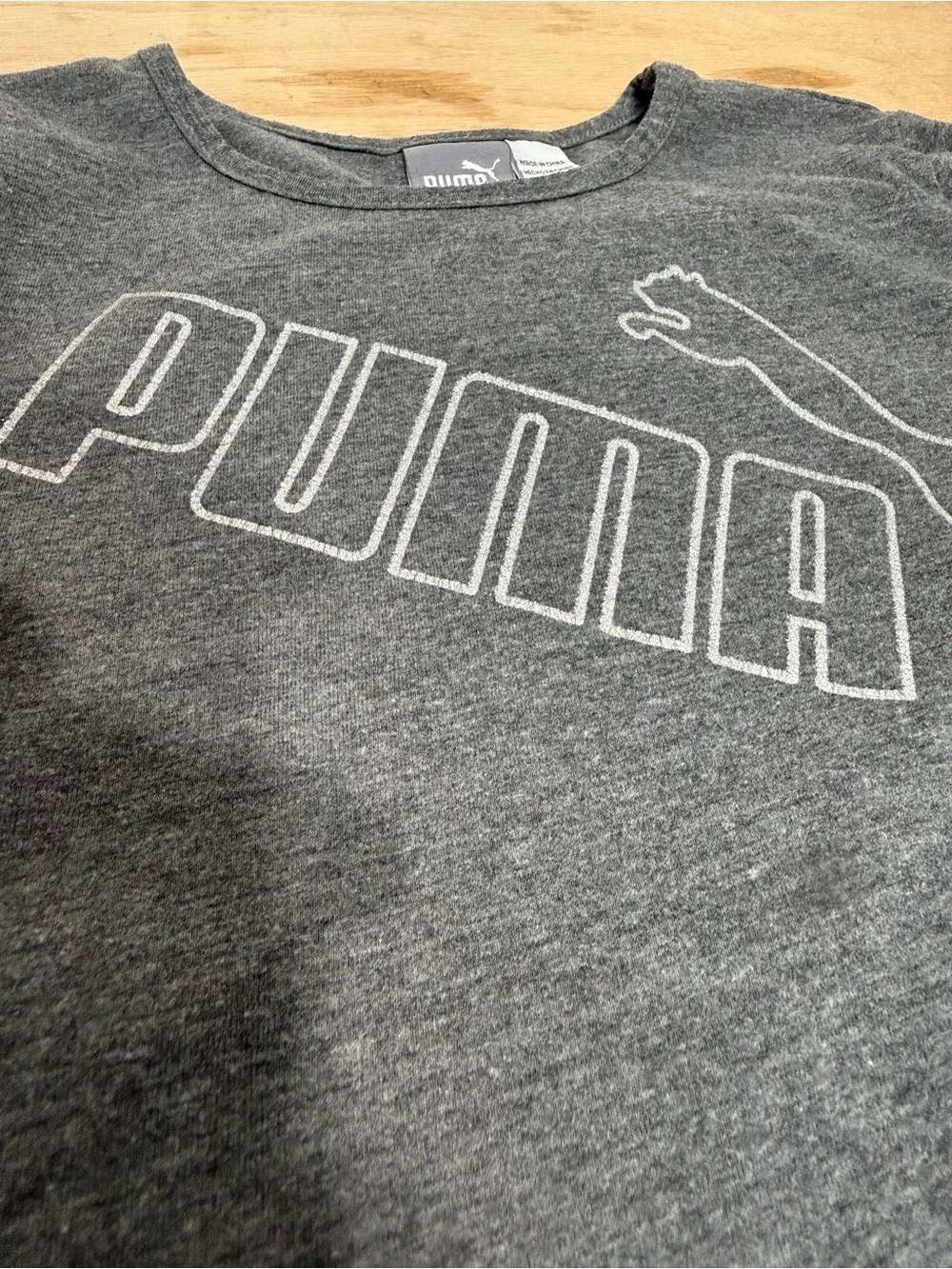 Puma Long Sleeve Logo Tee - Charcoal Gray